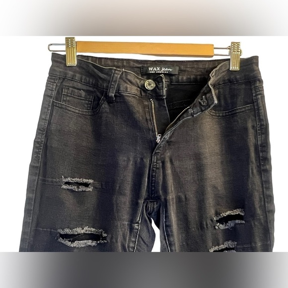 Sale Wax Jean Los Angeles Jeans Distressed Jeans Black Size 7 - Picture 4 of 13